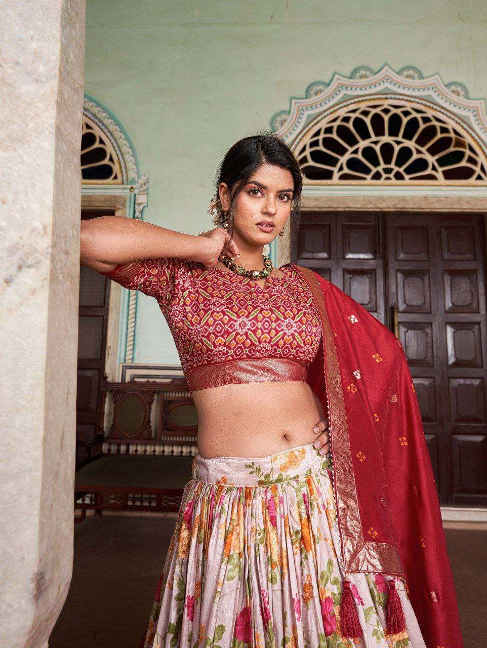 Women's Tussar Silk Patola Print Lehenga Choli with Dupatta ? Foil Work Stitched Lehenga Set - Image 3